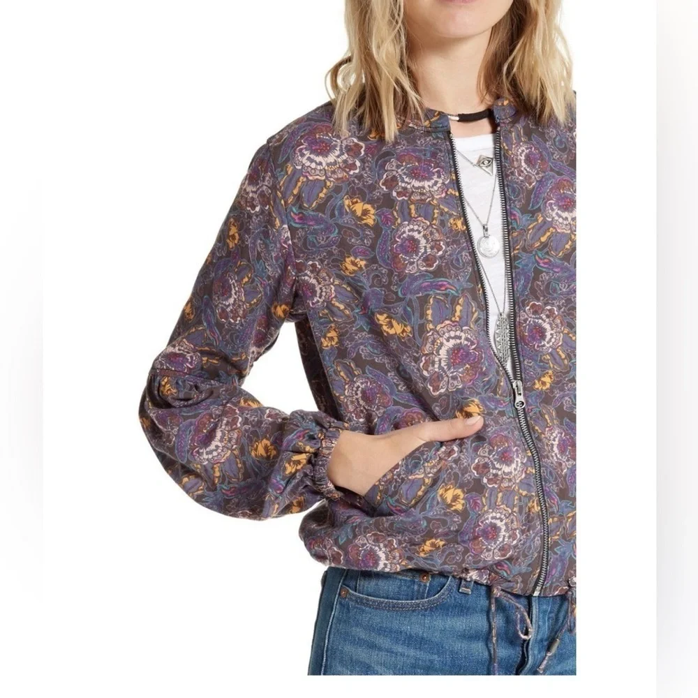 Free People Women’s Floral Bomber Jacket Size Small